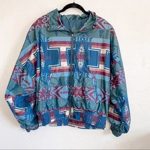 Vintage Kaotic Aztec Print Windbreaker western